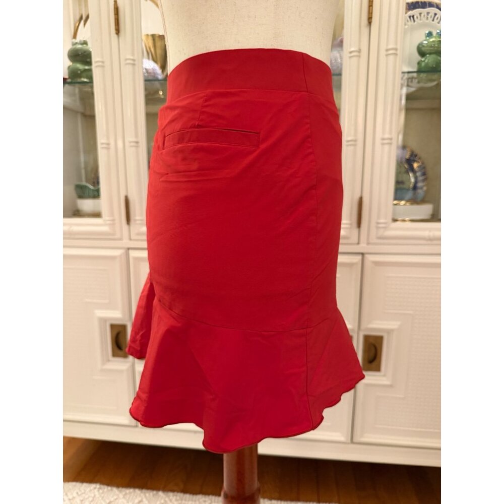 Nevermindall Red Athletic Skort Women’s M Ruffle Hem Golf Tennis Skirt